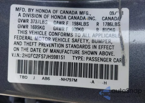 2018 Honda Civic Lx from USA, damaged, VIN 2HGFC2F57JH598151
